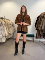 Mink Fur Stole, Pastel Brown, 145 cm