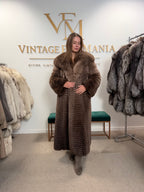 Fluffy Brown Fox Fur Coat, Medium, Extra Full Length, trimmed fur