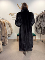 Almost Black Mink Fur Coat, XXL, Full Length, Luxury
