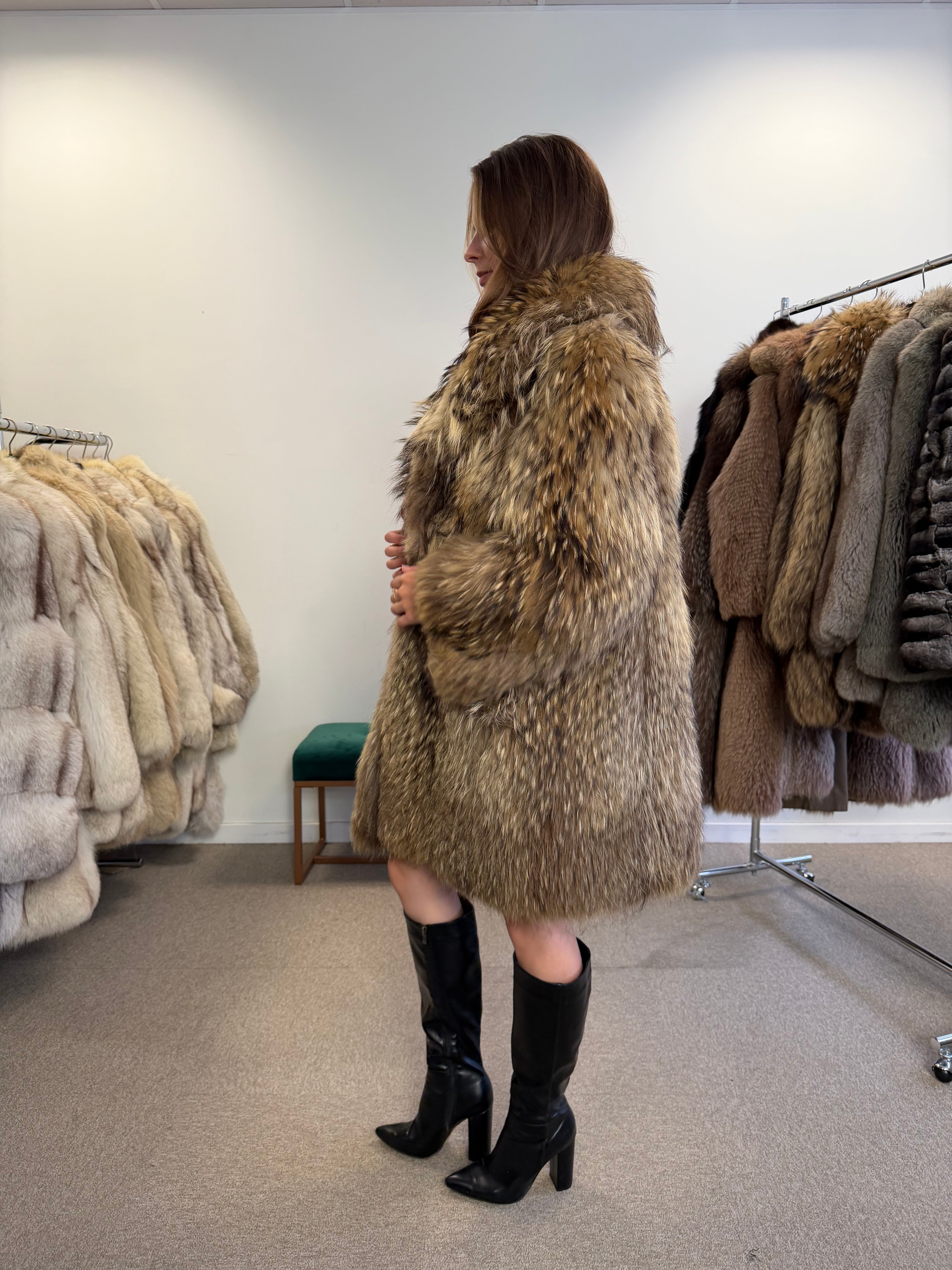 Raccoon Fur Coat, Size M