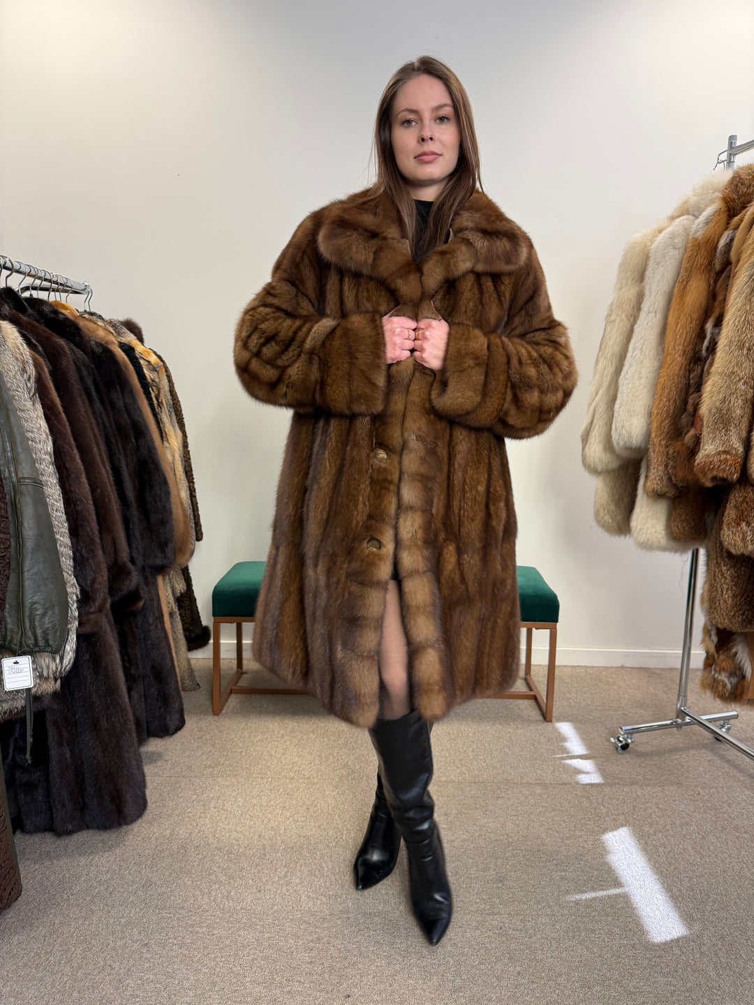 Sable fur coat Doublesided Medium size