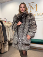Silver Fox Fur Coat, Medium, Fluffy Soft
