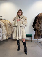 Fox Fur Coat, White Nordic, Oversized 3XL