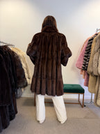 Mink Fur Coat, Brown Swinger, One Size