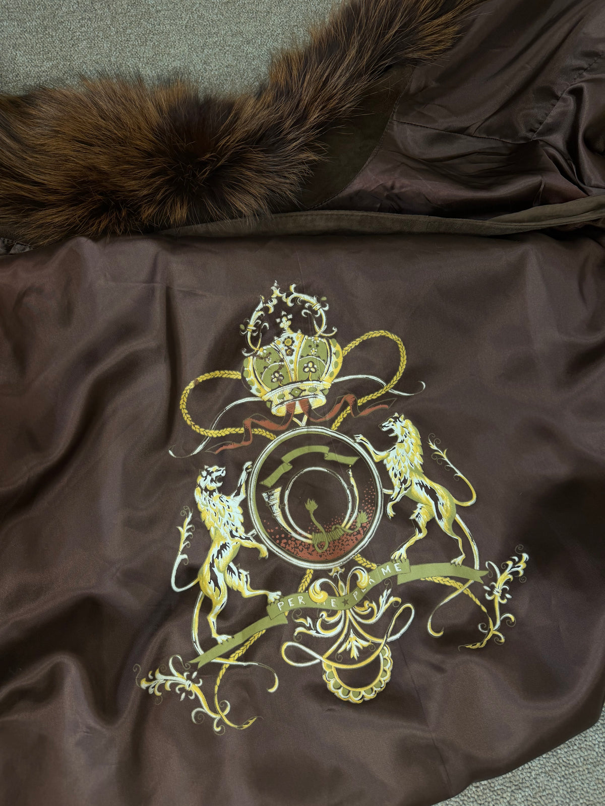 Lamb Nappa Leather Cape with Finn Raccoon & Fox, XL, La Mia