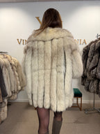 White Fox Fur Coat, Small-Medium, Leather, Outlet