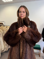 Brown Beaver Fur Coat, XL, Soft and Warm