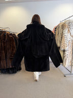 New Mink Fur Coat, Dark Sapphire Sheared, Size L