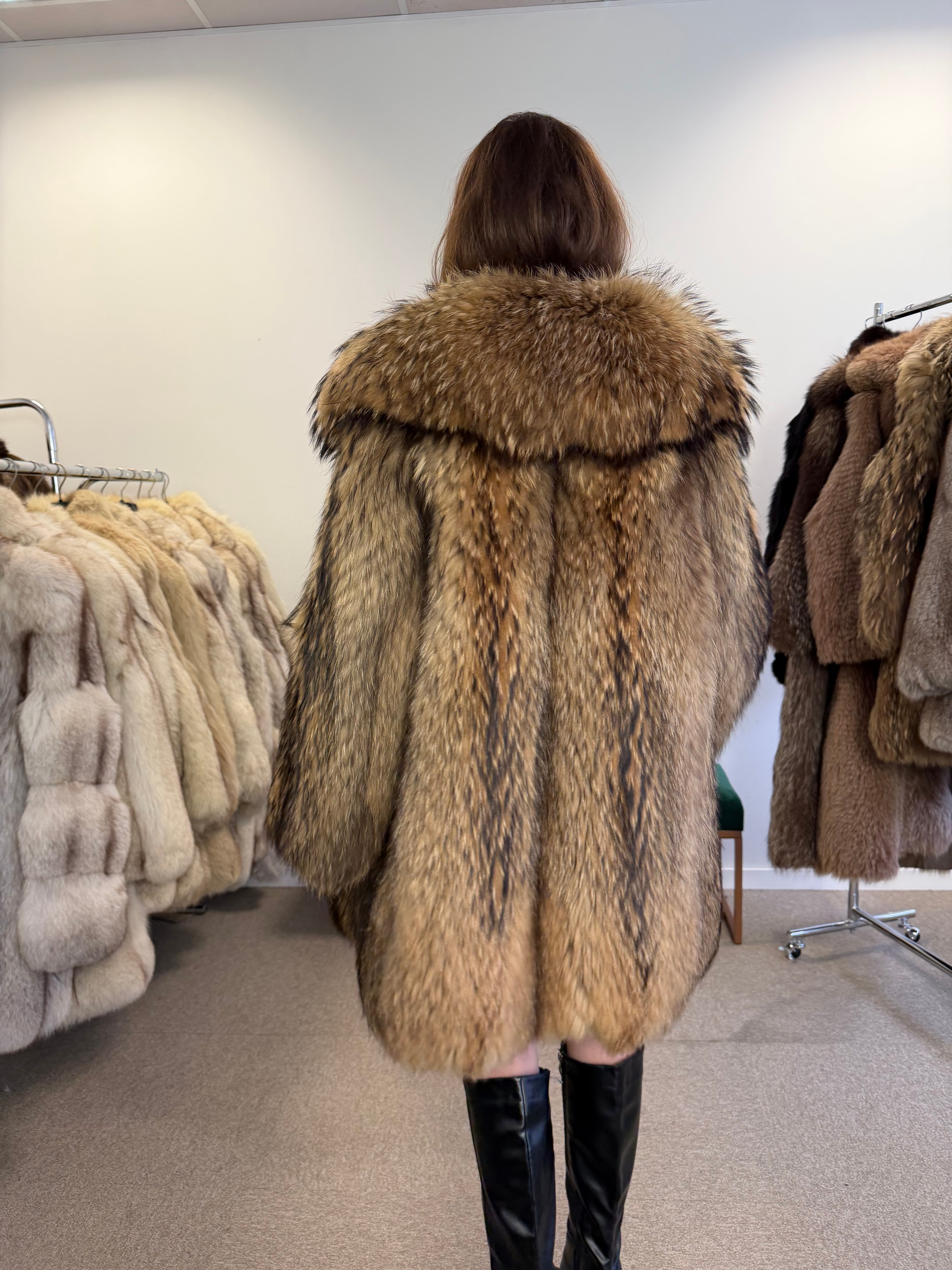 Raccoon Fur Coat, Size XL