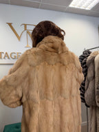 Cream Beige Feh Fur Coat, Butterfly Style, XL