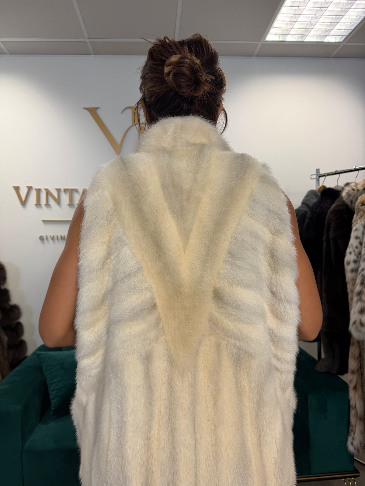 White Mink Fur Vest, Large
