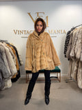 Cream Beige Feh Fur Coat, Butterfly Style, XL