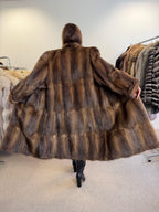 Brown Beaver Fur Coat, Full Length, XL Fits M to L