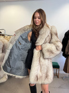 Blue Fox Fur Coat, Size M