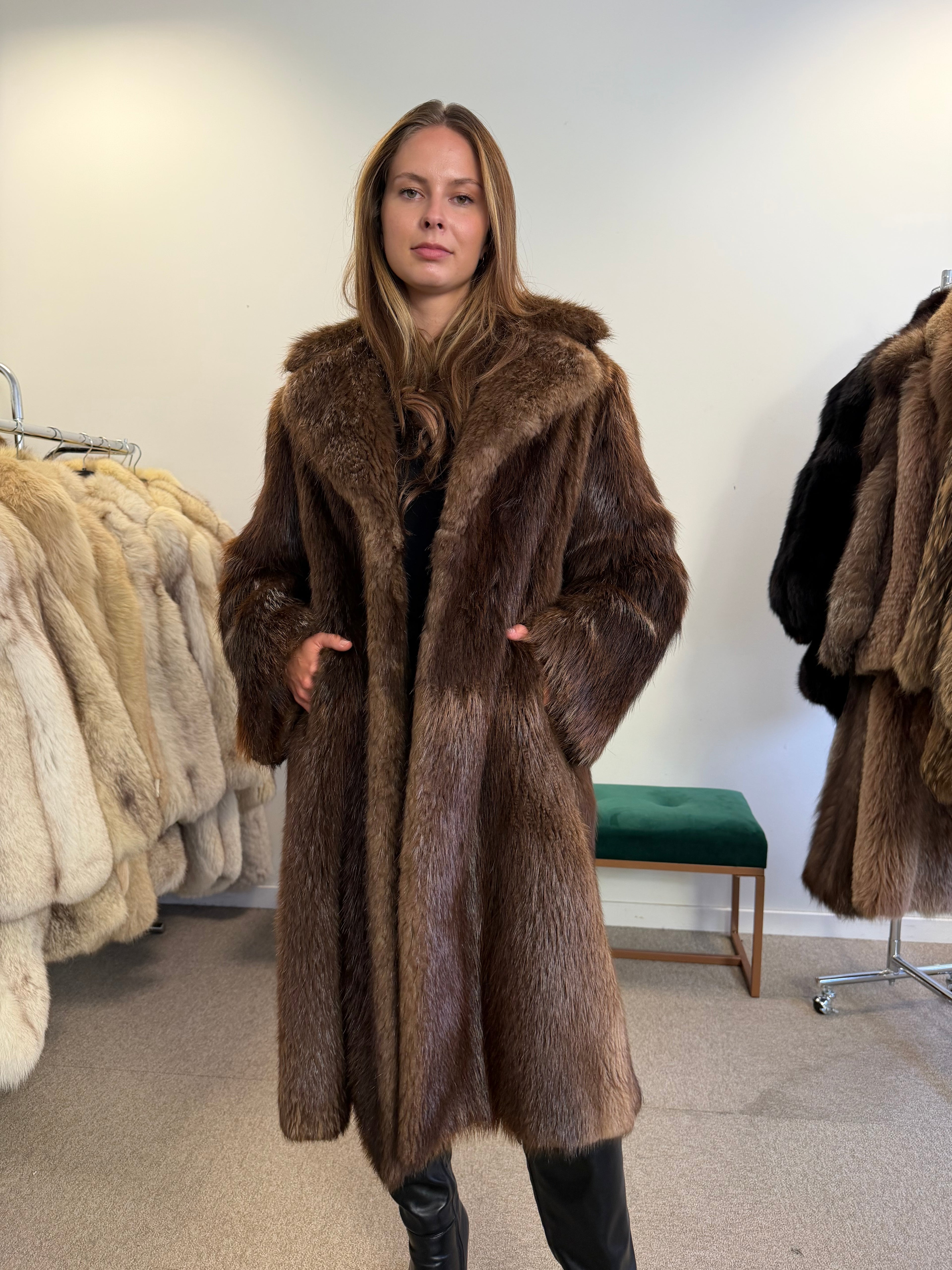 Beaver Fur Coat, Thick Fur, Size M