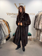 Loudwin Pelze Mink Fur Coat, Dark Brown, Full Length, XXL