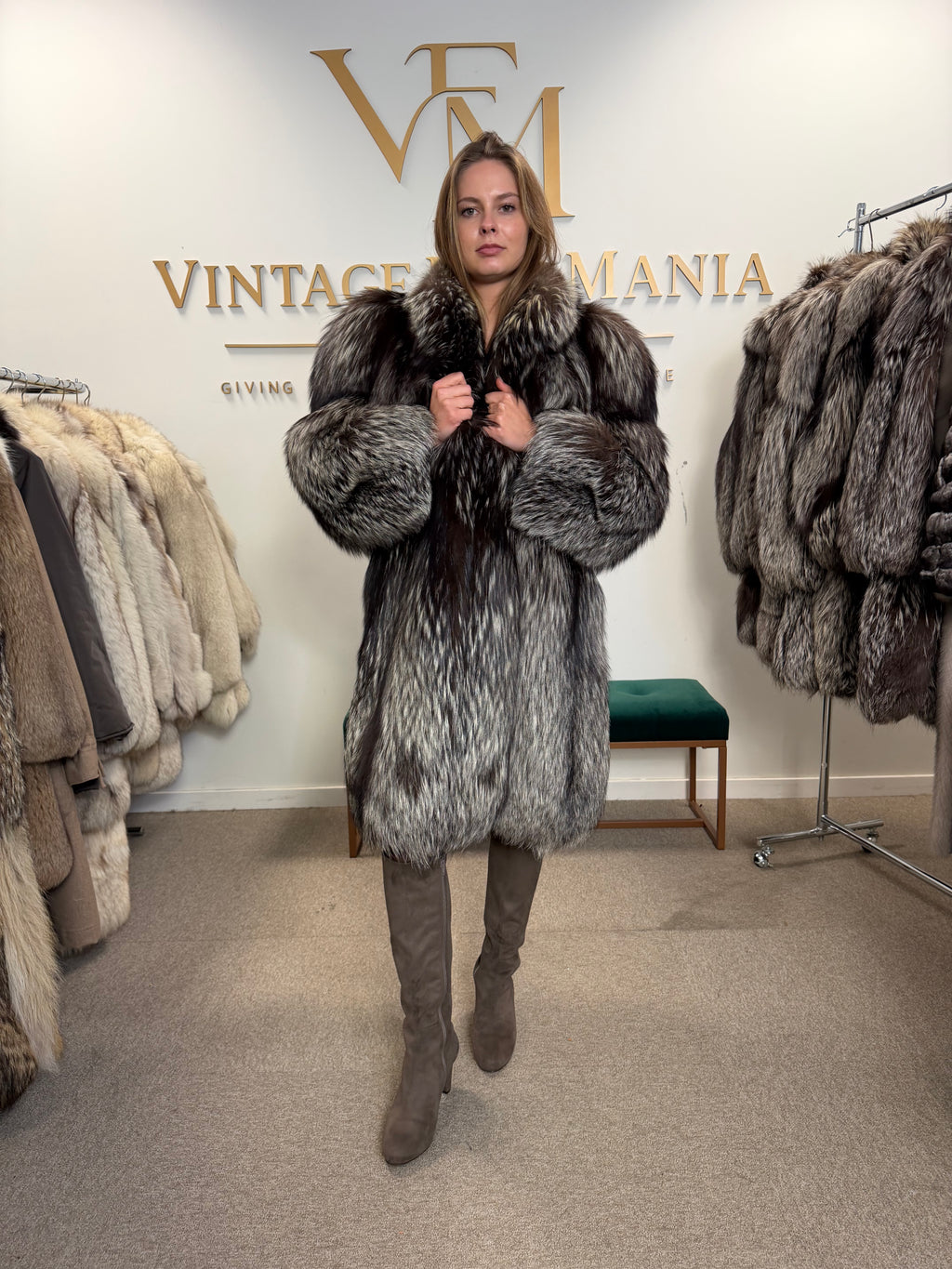 Silver Fox Fur Coat, Large, Ankershoffhem luxury brand