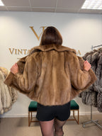 Light Beige Mink Fur Jacket, Medium, Short Sleeves