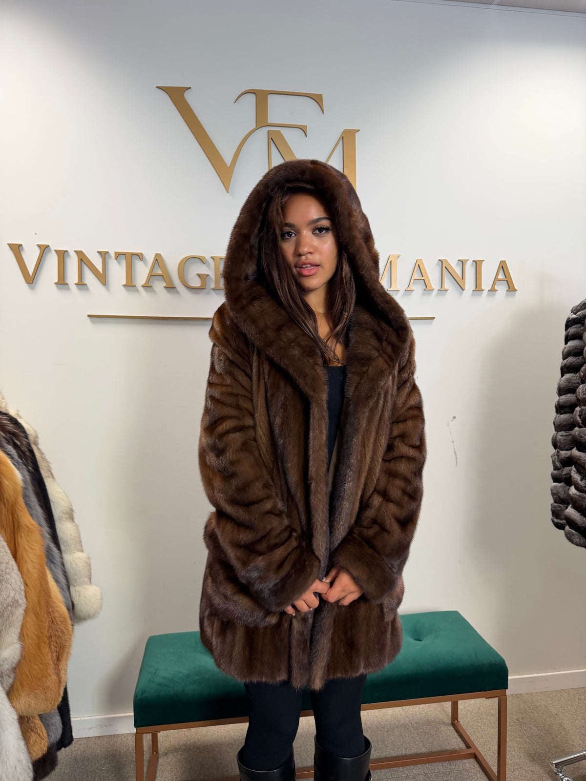 Pierre Balmain Mink Fur Coat, Brown, Medium, French Luxury