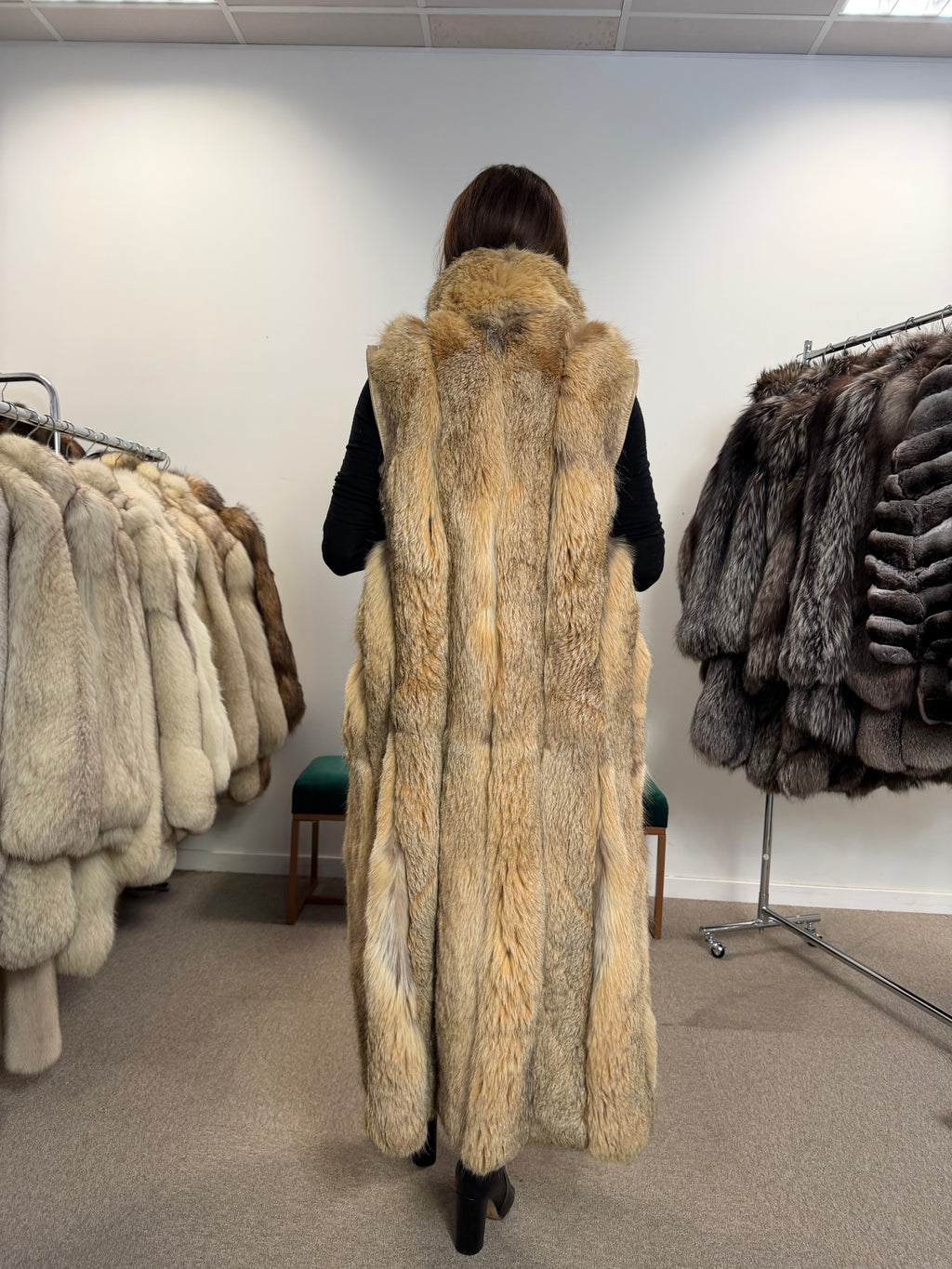 Lynx & Fox Fur Coat, Convertible, Full Length, Size L