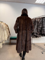 Mink Fur Coat, Brown, Fox Collar, Size M