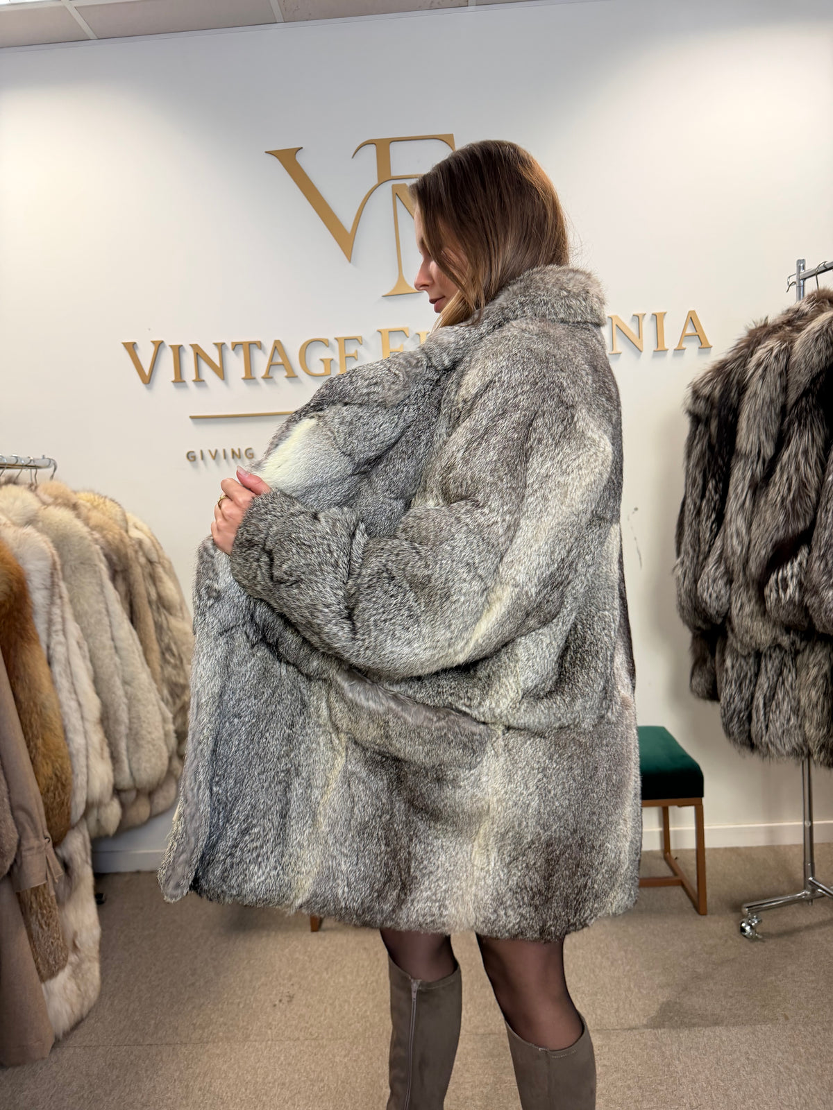 Rabbit Fur Jacket, Medium, Thick & Soft