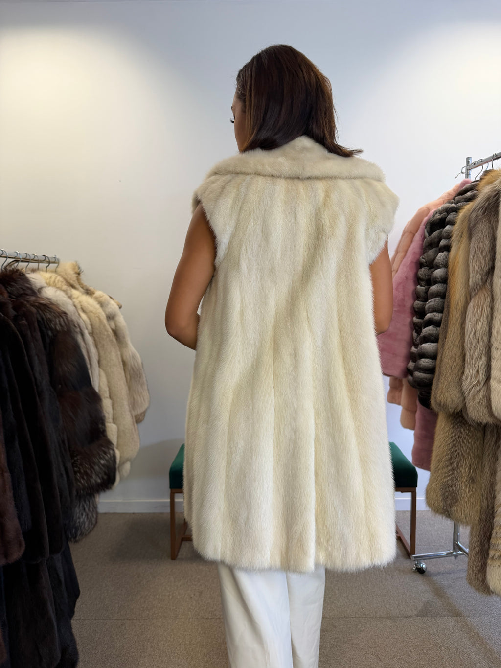 White Mink Fur Vest, Size M