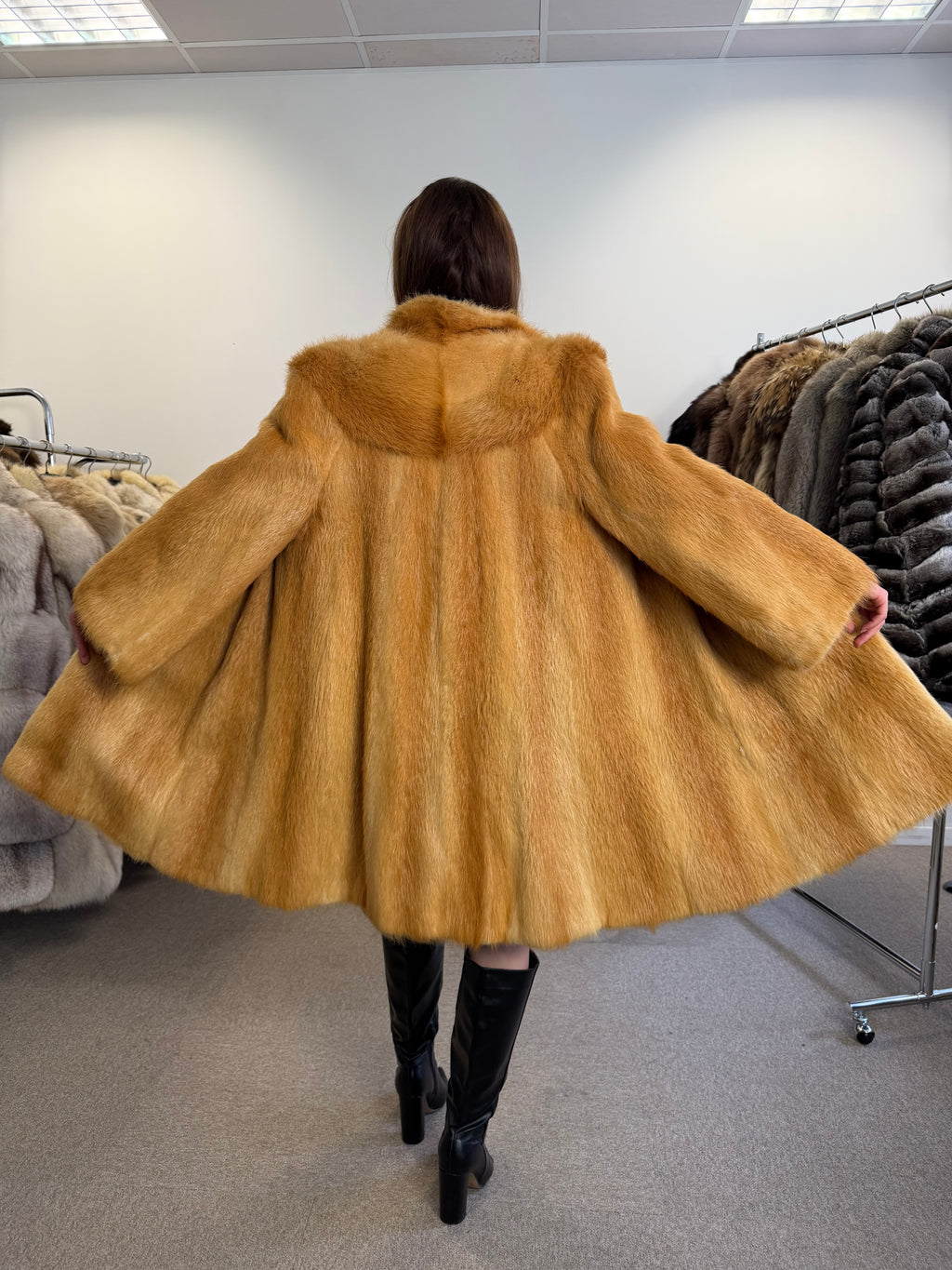 Golden Beaver Fur Coat, Small