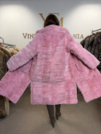 Mink Fur Coat, Pink Swinger, Size M/L