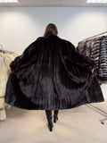 Mink Fur Coat, Dark Brown, Size L