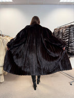 Mink Fur Coat, Dark Brown, Size L