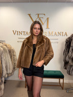 Light Beige Mink Fur Jacket, Medium, Short Sleeves