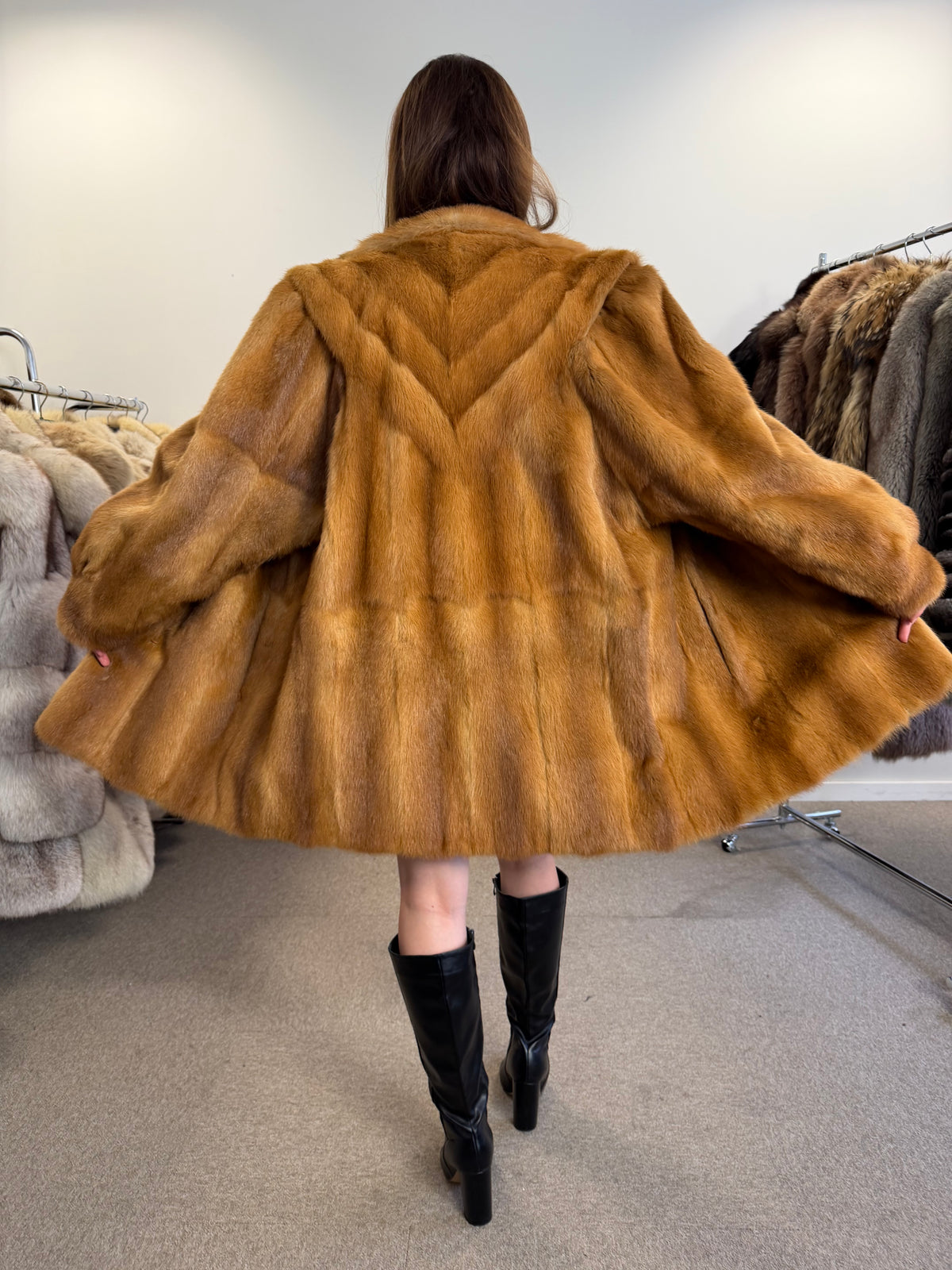 MGolden Mink Fur Jacket, Large, Special Style