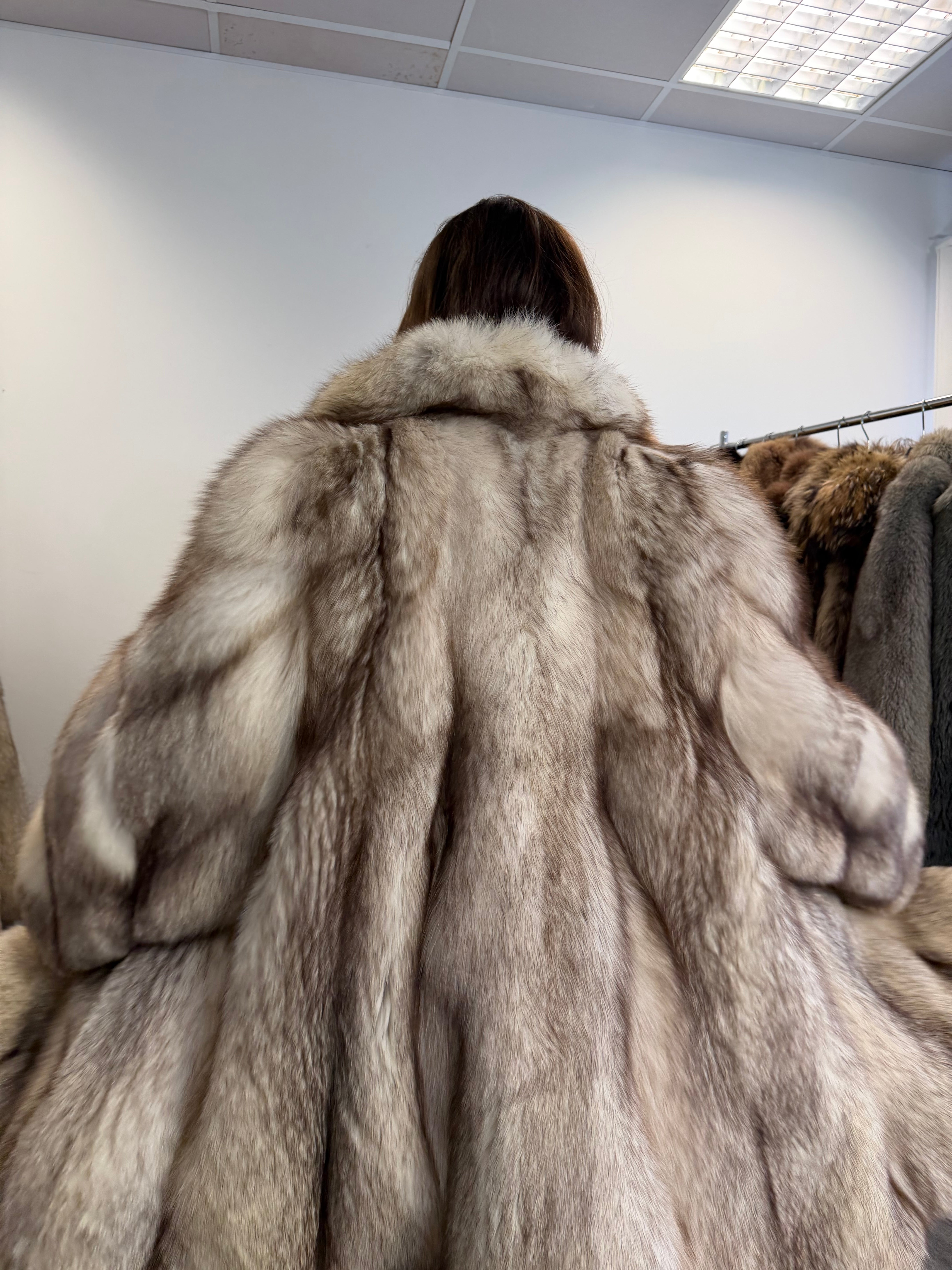 White Nordic Fox Fur Coat, Oversized 3XL | Vintage Fur Mania