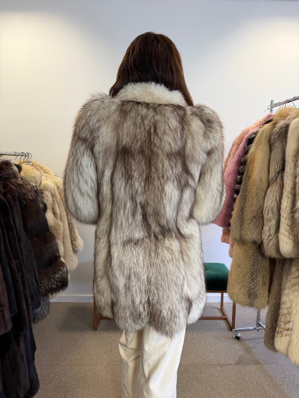 Fox Fur Coat, White Nordic, Size S