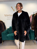 Black Sheared Mink Fur Coat, Swinger, Fits up to 4XL