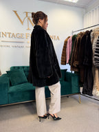 Black Sheared Mink Fur Coat, Swinger, Fits up to 4XL