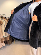 Black Sheared Mink Fur Coat, Swinger, Fits up to 4XL