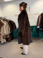Dark Brown Sheared Mink Fur Coat, Luxury, Fits up to 4XL