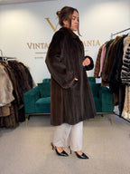 Dark Brown Sheared Mink Fur Coat, Luxury, Fits up to 4XL