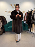 Dark Brown Sheared Mink Fur Coat, Luxury, Fits up to 4XL