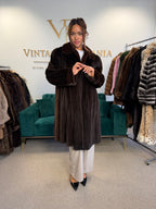Dark Brown Sheared Mink Fur Coat, Luxury, Fits up to 4XL