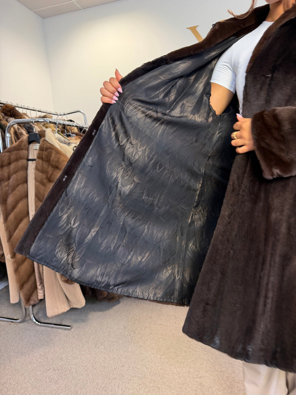 Dark Brown Sheared Mink Fur Coat, Luxury, Fits up to 4XL