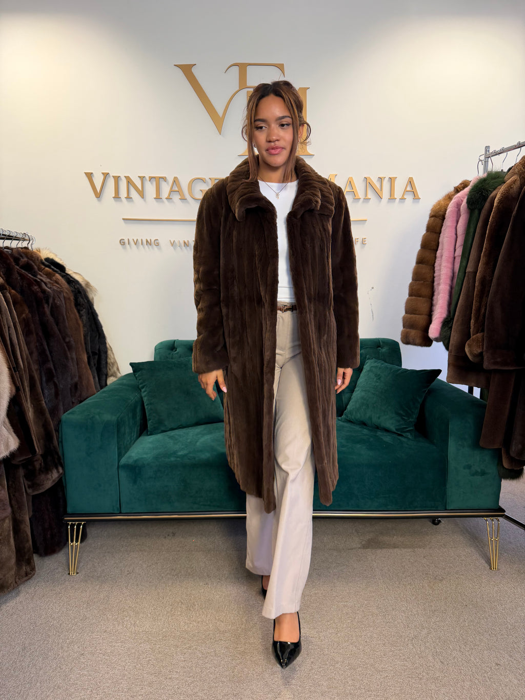 Dark Brown Sheared Mink Fur Coat, XXL, Luxury