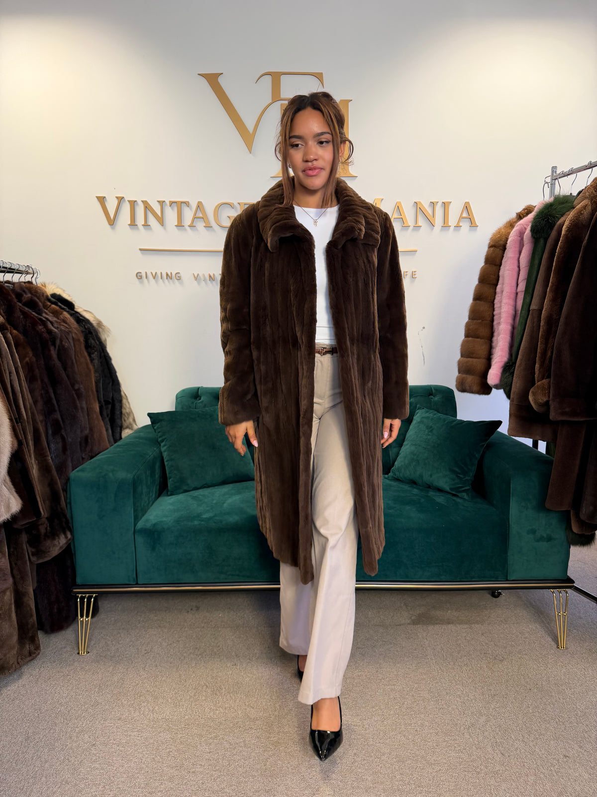 Dark Brown Sheared Mink Fur Coat, XXL, Luxury