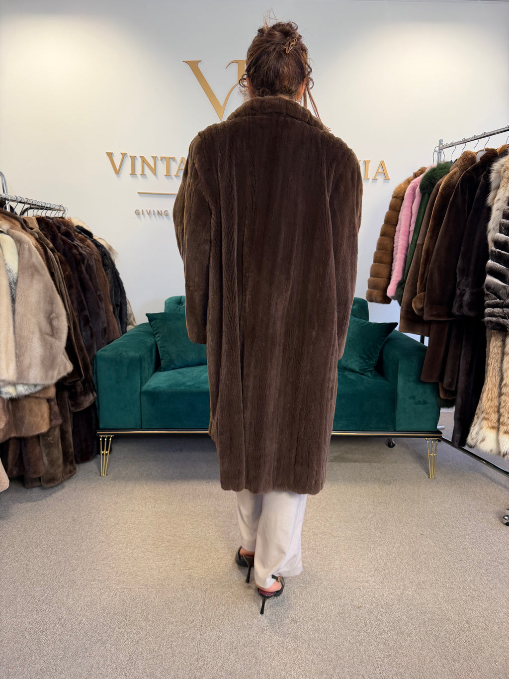 Dark Brown Sheared Mink Fur Coat, XXL, Luxury