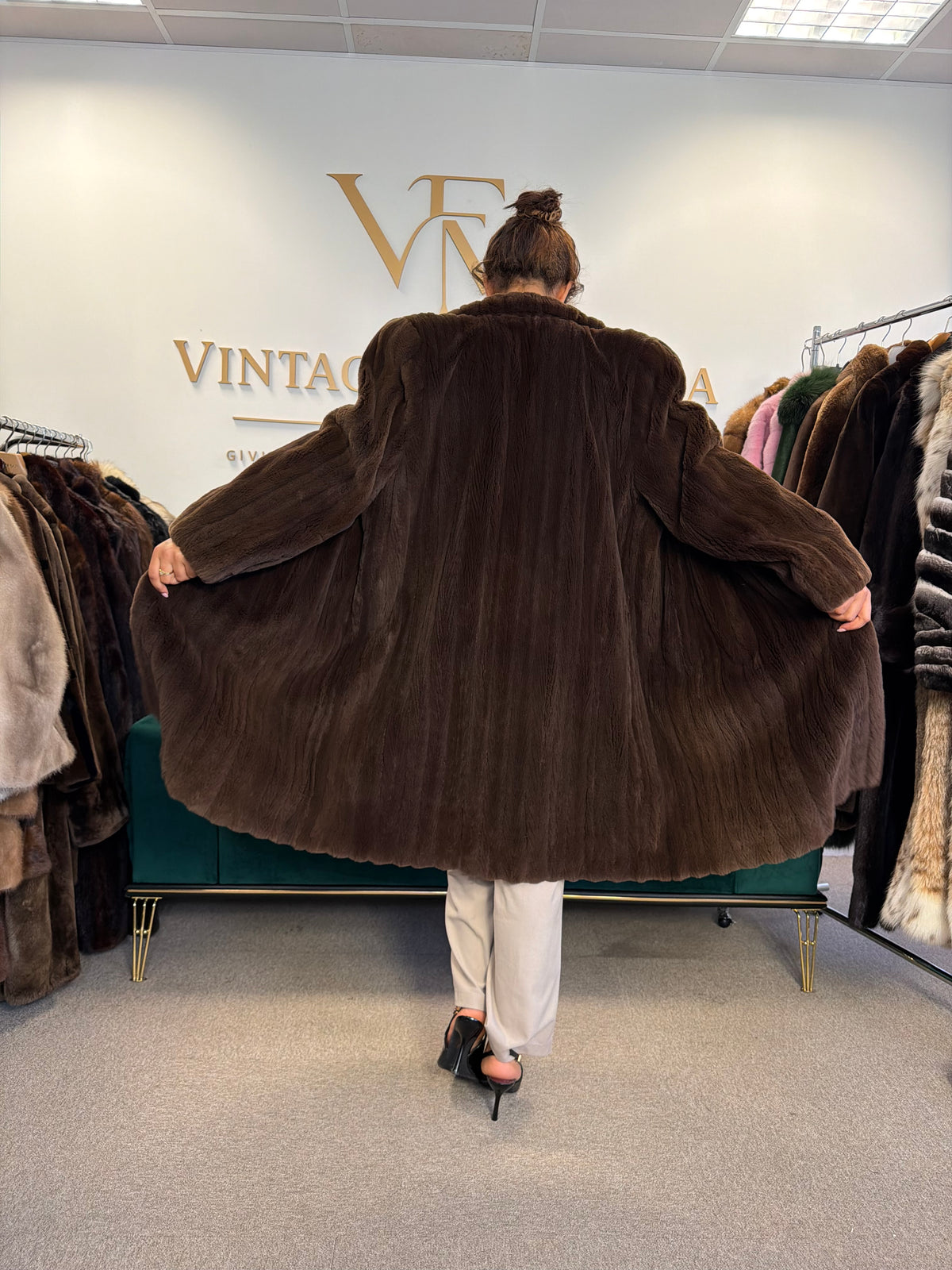 Dark Brown Sheared Mink Fur Coat, XXL, Luxury