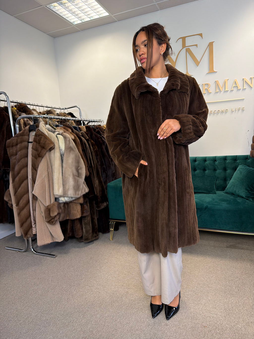 Dark Brown Sheared Mink Fur Coat, XXL, Luxury