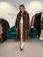 Brown Sheared Beaver Fur Coat, XL, Thick & Warm