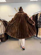Brown Sheared Beaver Fur Coat, XL, Thick & Warm